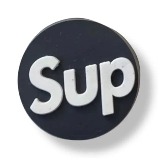 Sup White On Black Shoe Charm