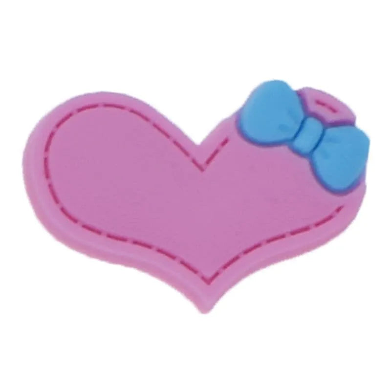 Heart Wide Pink With Blue Bow Shoe Charm