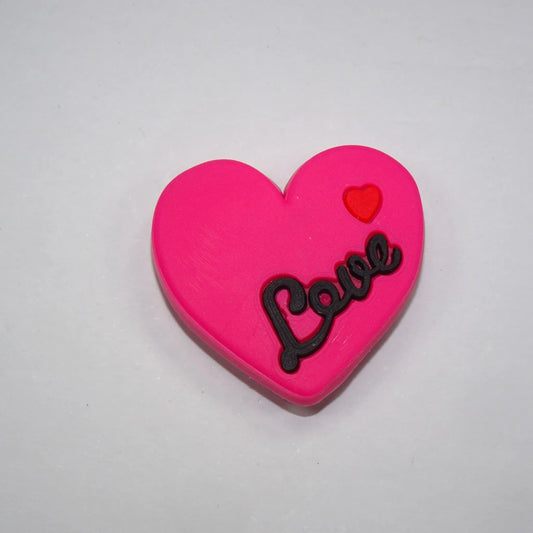 Heart Pink With Red Heart & Love Shoe Charm