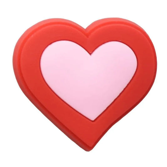 Heart in heart pink in red shoe charm