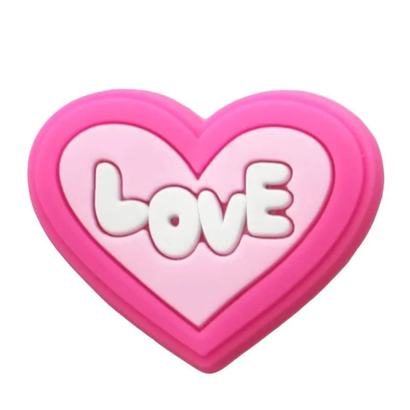 Heart in heart pink in red with LOVE shoe charm