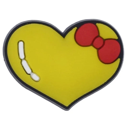 Heart Yellow With Red Bow Shoe Charm
