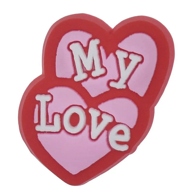 Hearts pink in red with MY LOVE shoe charm