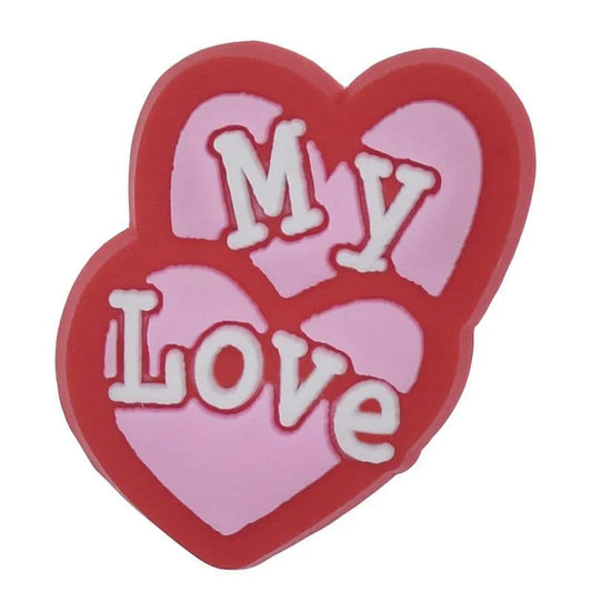 Hearts pink in red with MY LOVE shoe charm