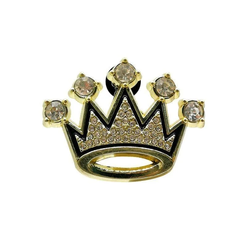 Shoe charm brooch - Crown gold with diamonds