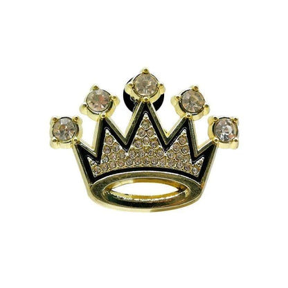 Shoe charm brooch - Crown gold with diamonds