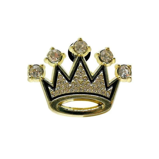 Shoe charm brooch - Crown gold with diamonds