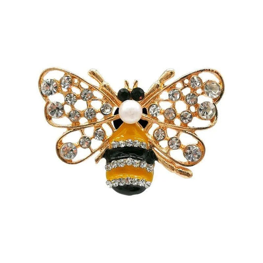 Shoe charm brooch - Bee gold with diamonds