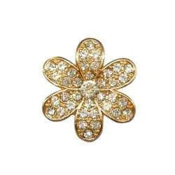 Shoe charm brooch - Flower petals diamonds on gold