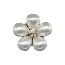 Shoe charm brooch - Pearl petals gold with diamonds