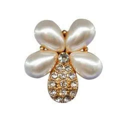 Shoe charm brooch - Teardrop pearls with gold and diamond drop