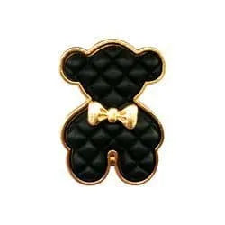 Shoe charm brooch - Quilted teddy black on gold