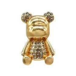 Shoe charm brooch - Teddy bear gold with diamond chest