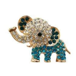 Shoe charm brooch - Blue stone elephant diamonds on gold
