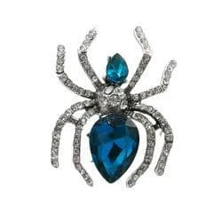 Shoe charm brooch - Blue faceted spider diamonds on silver