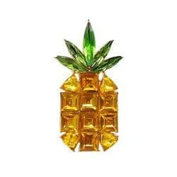 Shoe charm brooch - Pineapple yellow stones on gold