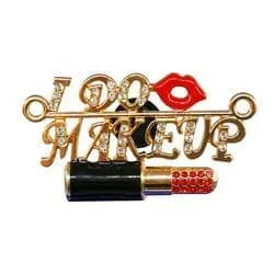Shoe charm brooch - I DO MAKEUP gold with diamonds