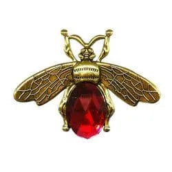 Shoe charm brooch - Bee with faceted ruby on gold