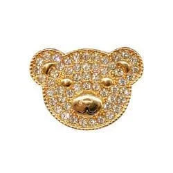 Shoe charm brooch - Bear head diamonds on gold