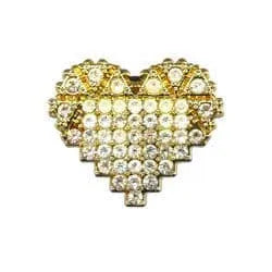 Shoe charm brooch - Heart diamonds on gold