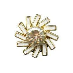Shoe charm brooch - Paddlewheel white enamel diamond on gold