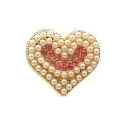 Shoe charm brooch - Heart pearls on gold