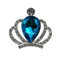 Shoe charm brooch - Crown faceted tourquise with diamonds on silver