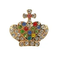 Shoe charm brooch - Crown mutli coloured plus diamonds on gold