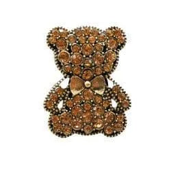 Shoe charm brooch - Teddy gold stones on gold