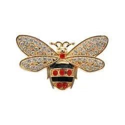 Shoe charm brooch - Striped bee ruby with diamonds on gold