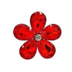 Shoe charm brooch - Flower faceted rubies with diamond on gold
