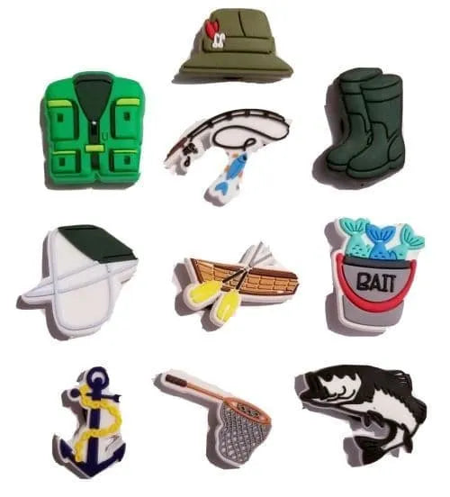 10 Fishing Gear Assorted Shoe Charm