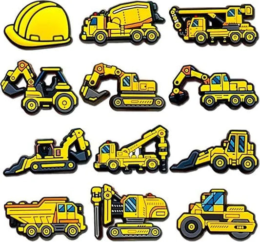 12 Construction Trucks Assorted Shoe Charm