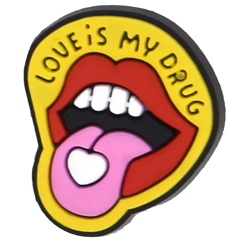 LOVE IS MY DRUG Lips shoe charm BC