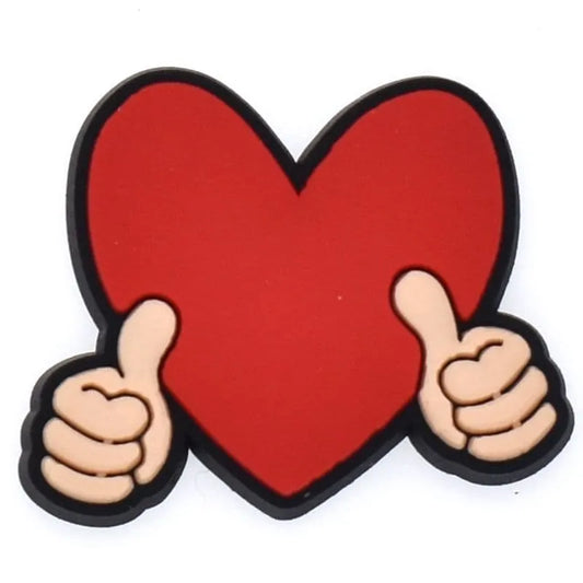 Thumbs up red heart shoe charm BC