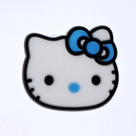 Miss Kitty - Face with blue open ribbon shoe charm BC