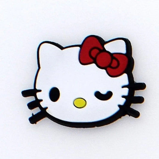 Miss Kitty - Whisker face with red ribbon shoe charm BC