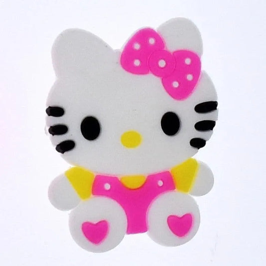 Miss Kitty - Sitting Kitty with pink spot ribbon shoe charm BC