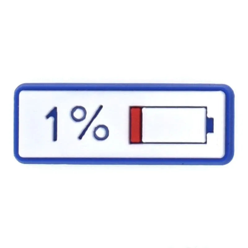 Flat battery 1% shoe charm BC