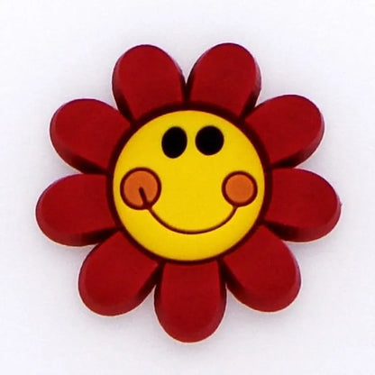 Flower - Red smiley Flower - shoe charm BC
