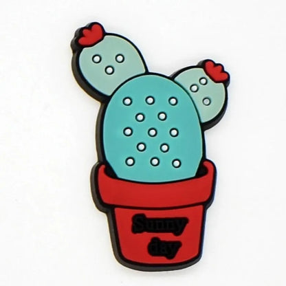 Shoe charm - Blue cactus in red pot BC