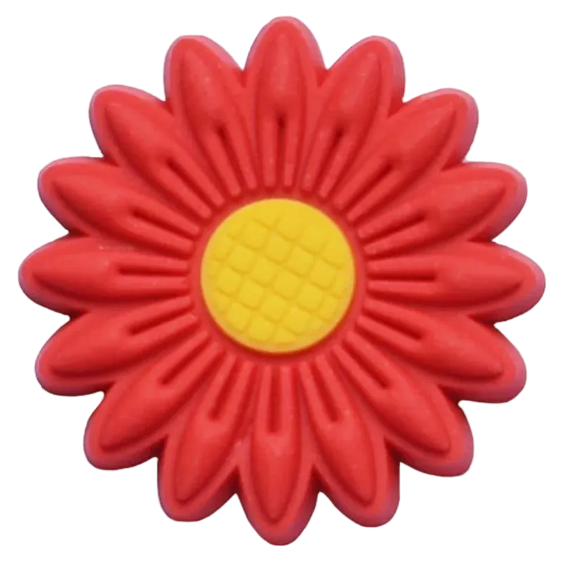 Flower - Red/yellow multipetal daisey shoe charm BC