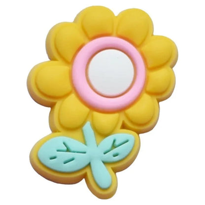 Shoe charm - Yellow/pink/white plant with leaves BC