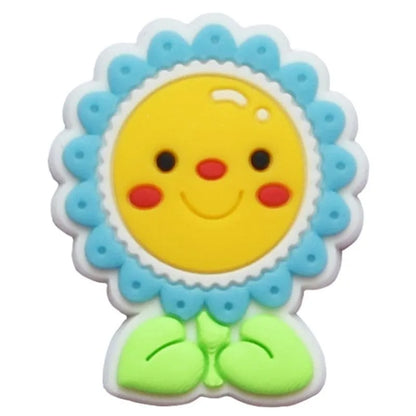 Blue/yellow smiley plant shoe charm BC