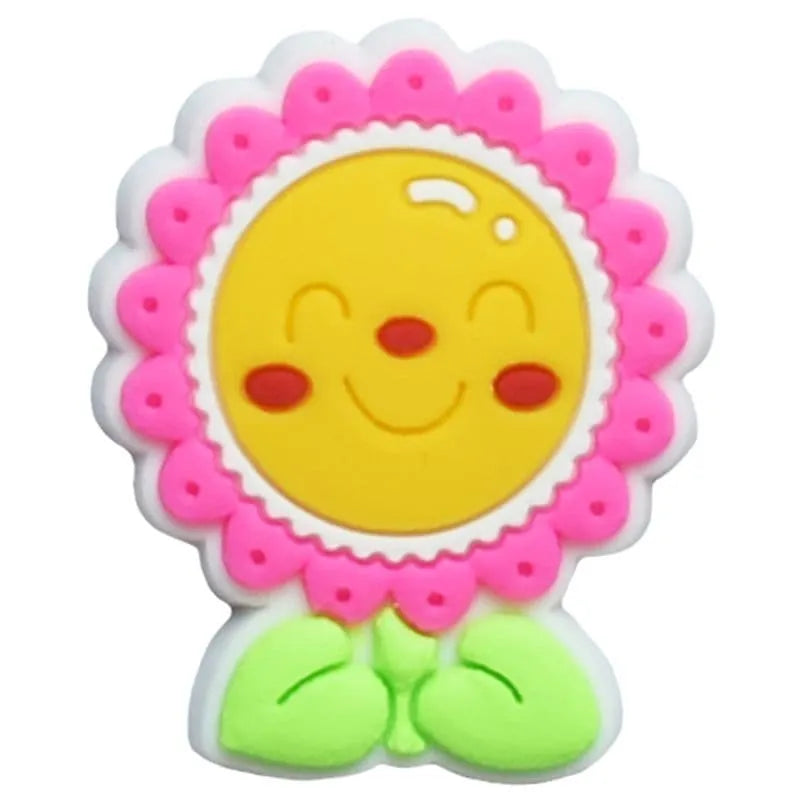 Flower - Pink/yellow smiley plant shoe charm BC