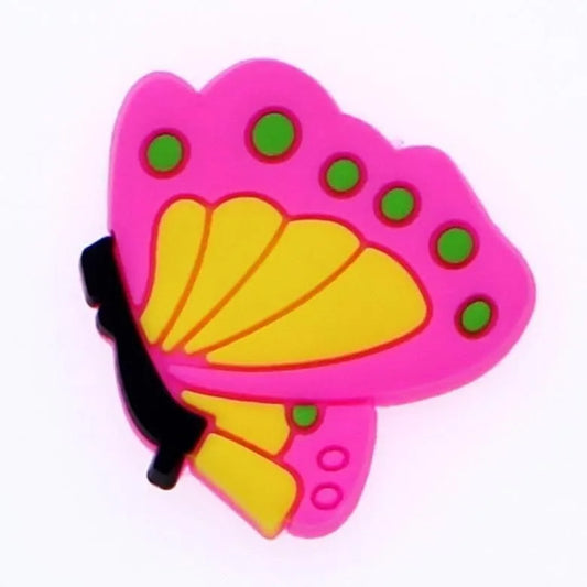 Butterfly pink/yellow green spot shoe charm BC