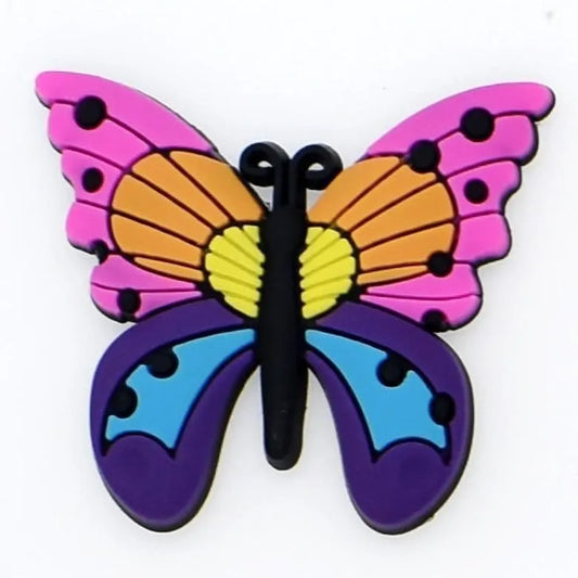 Butterfly open pink/blue big tail Shoe charm BC