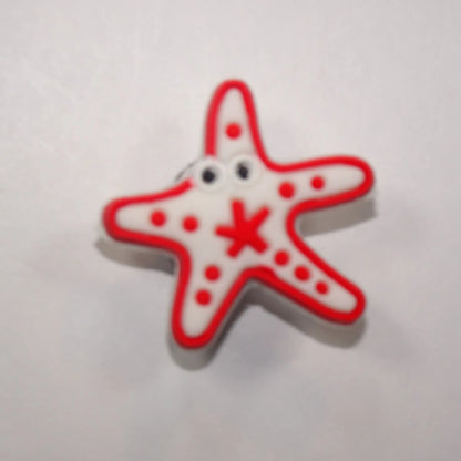 Starfish red/white shoe charm BC