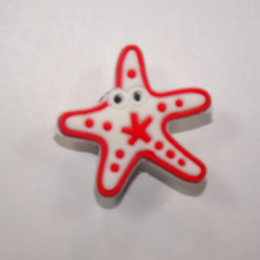 Starfish red/white shoe charm BC