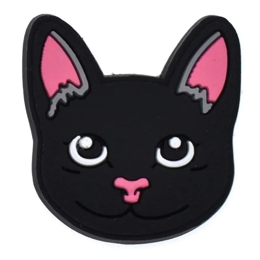 Black cat head shoe charm BC